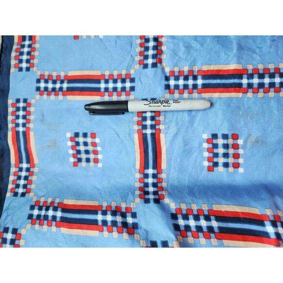 Vtg 60s Givenchy 100% Silk Scarf Robinson 45” x 15” Blue Turquoise White Red - Picture 10 of 10